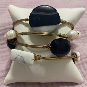 Bourbon & Boweties Black and White Stone Bangle Set of 4
